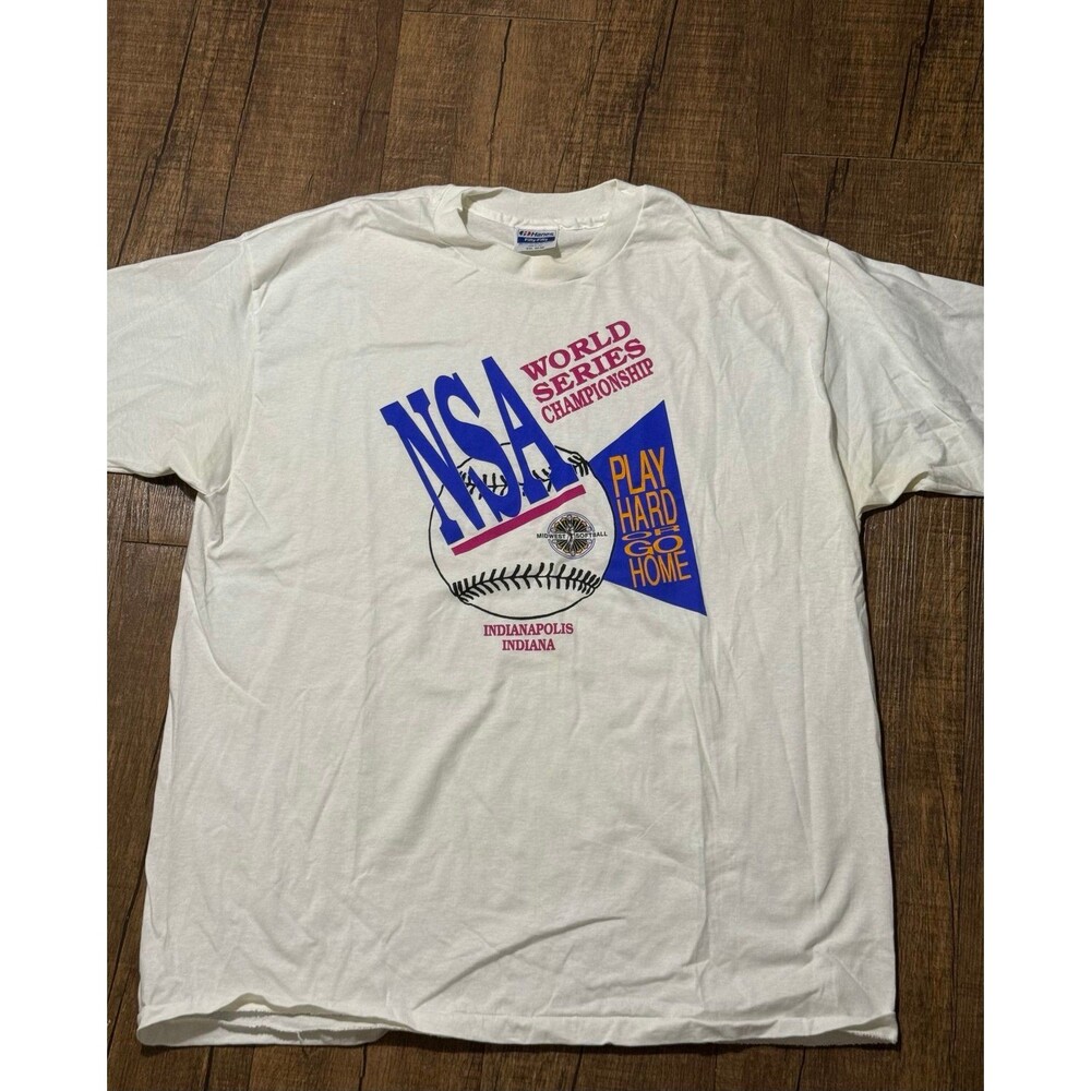 Vintage NSA softball, World Series championship T-shirt.